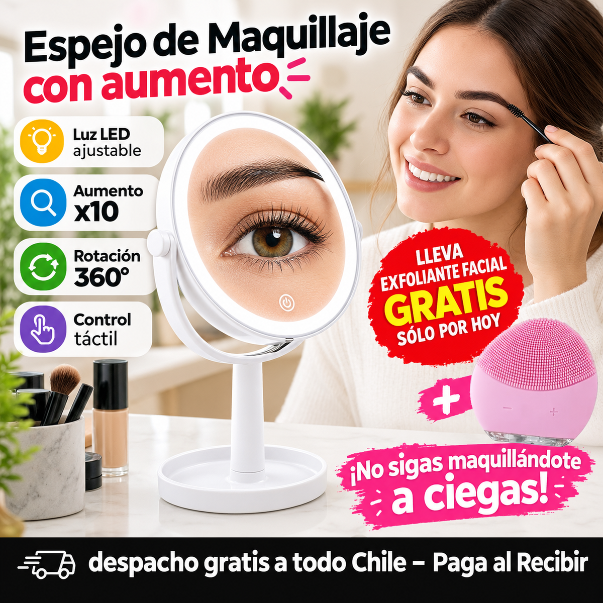 Espejo de Maquillaje con aumento x10